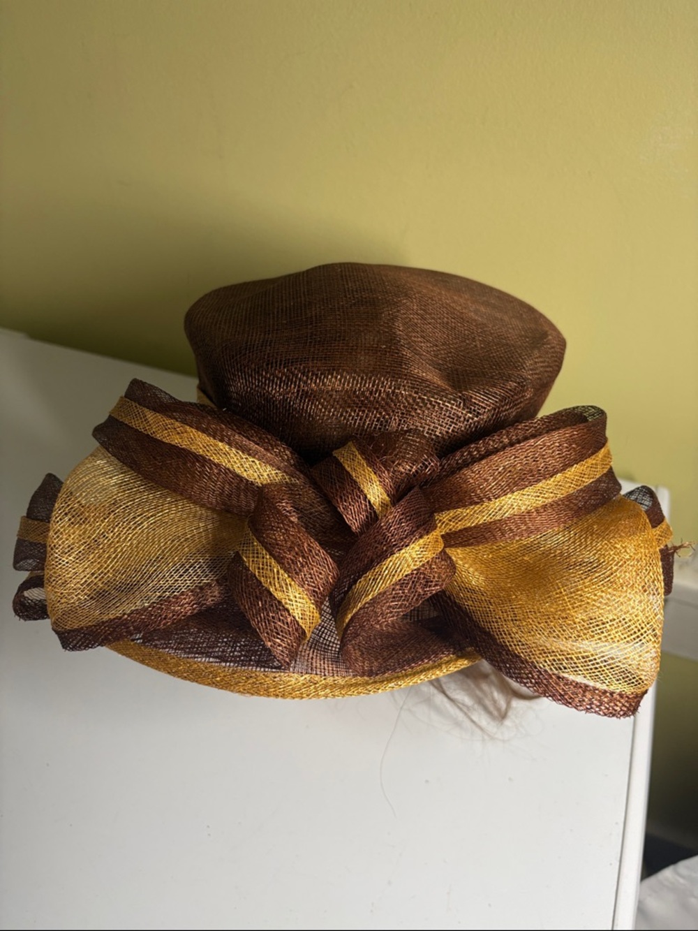 KaKayCo New Old Stock Bronze and Gold Sinamay Fancy Hat One Size